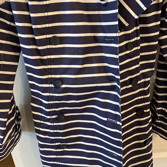 Women’s Tommy Hilfigure Navy and White Striped Belted Trench Rain Coat - Picture 3 of 8